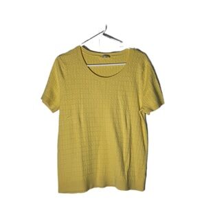 Talbots Yellow Scoop Neck Short-Sleeve Knit Sweater Top